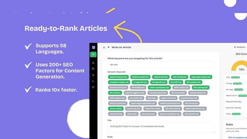 Best SEO Tool Ranklytics AI